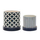 Shop For Blue Geometric and Striped Planter (Set of 2) at Michelle's aDOORable Creations