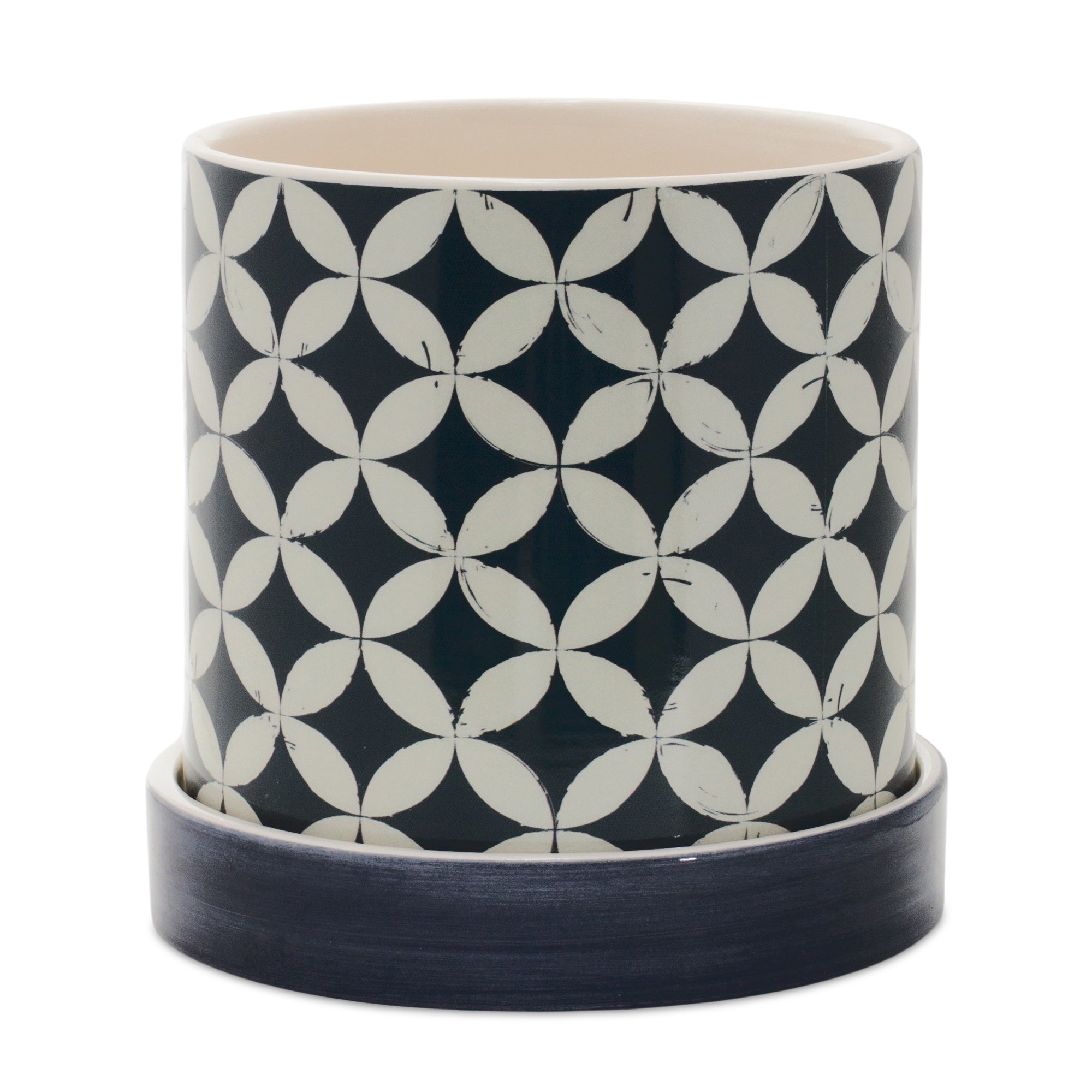 Shop For Blue Geometric and Striped Planter (Set of 2) at Michelle's aDOORable Creations