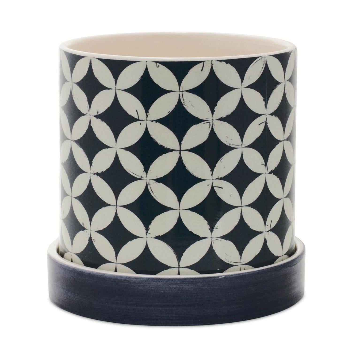 Shop For Blue Geometric and Striped Planter (Set of 2) at Michelle's aDOORable Creations