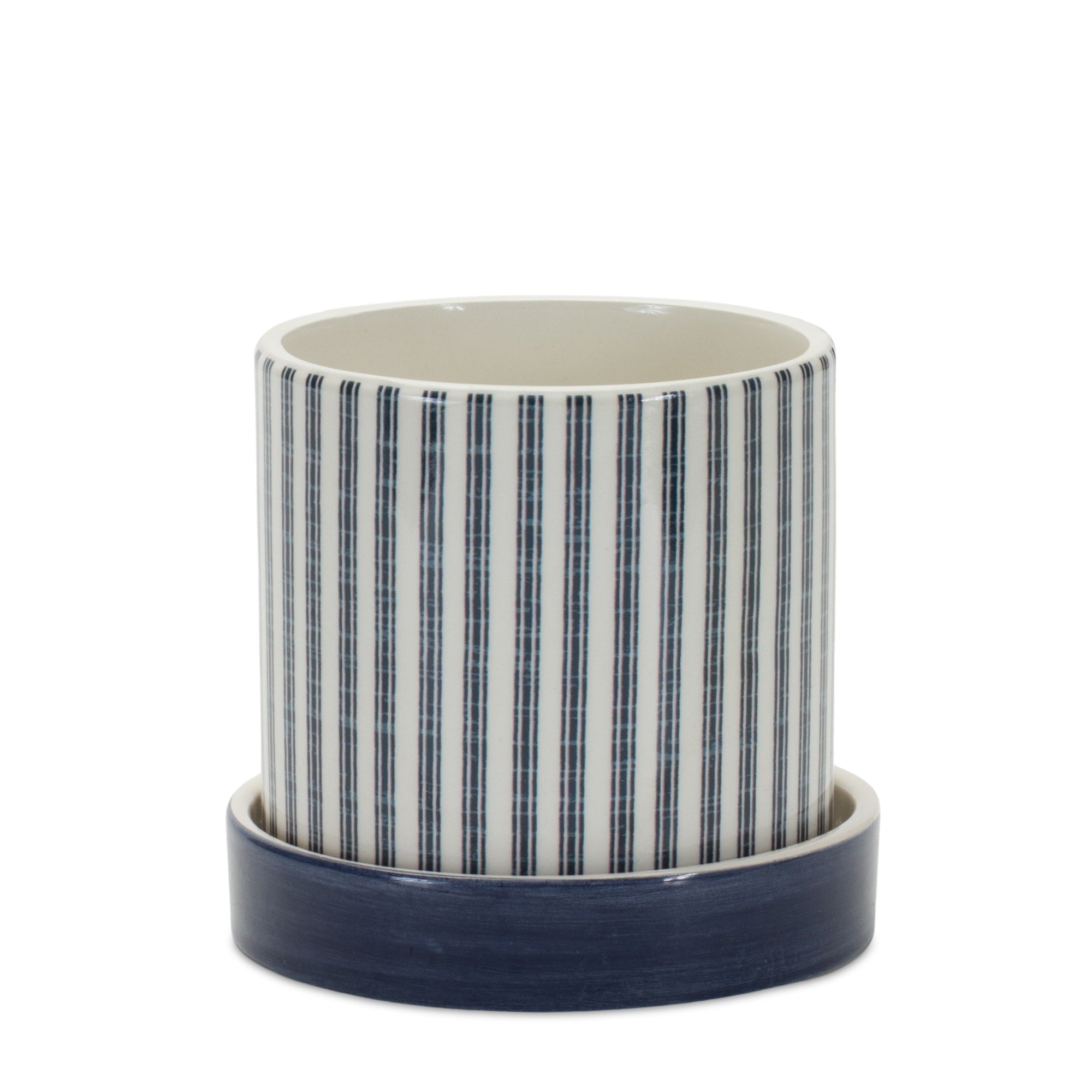 Shop For Blue Geometric and Striped Planter (Set of 2) at Michelle's aDOORable Creations