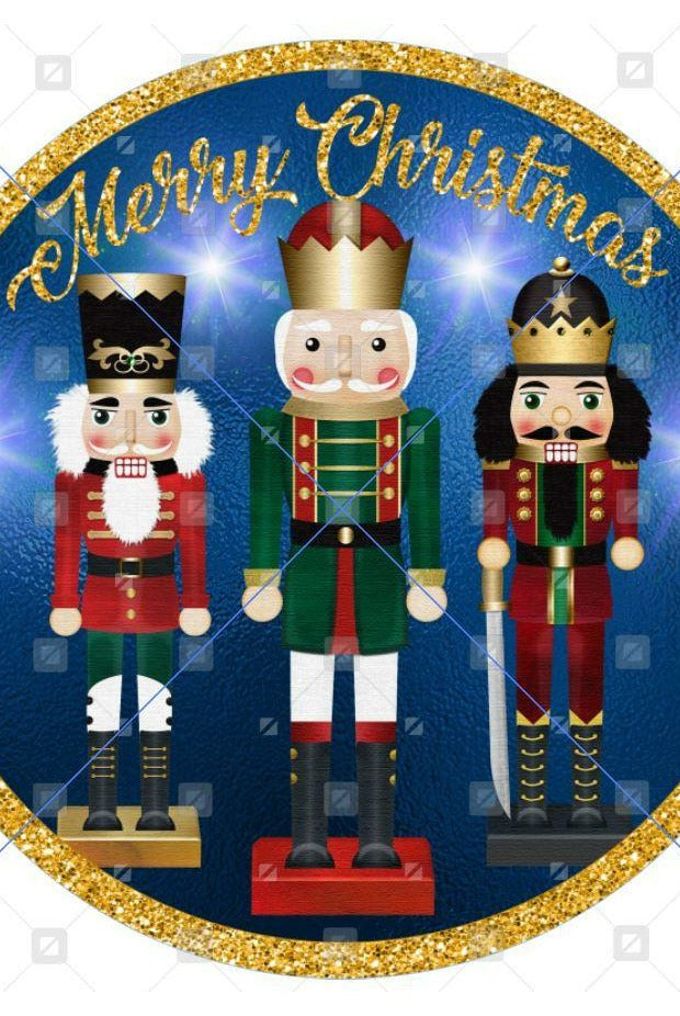 Shop For Blue Nutcracker Merry Christmas Sign - Wreath Enhancement at Michelle's aDOORable Creations