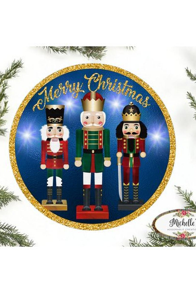Shop For Blue Nutcracker Merry Christmas Sign - Wreath Enhancement at Michelle's aDOORable Creations