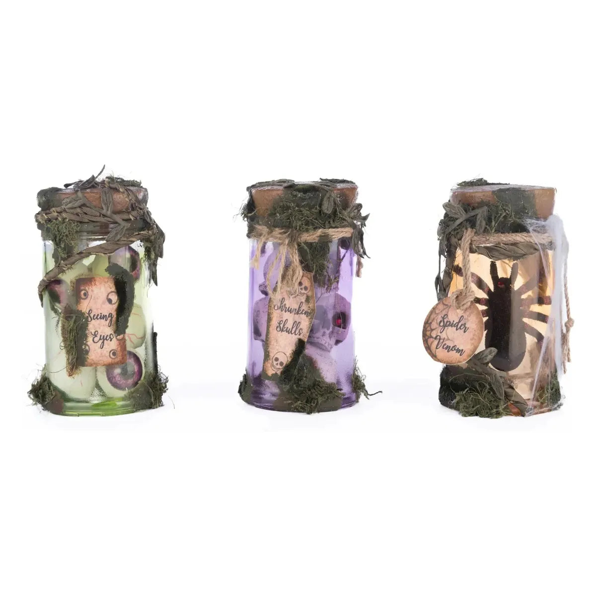 Shop For Broomstick Acres Potion Jars Assortment of 3 at Michelle's aDOORable Creations