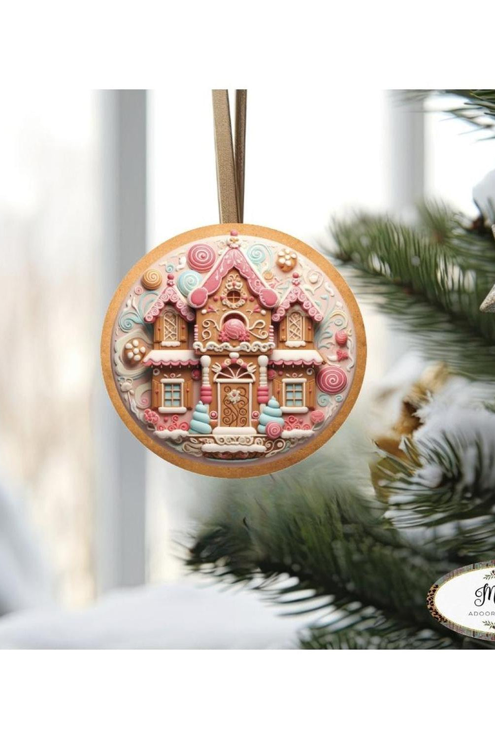 Candy Gingerbread Cookie House Faux 3D Sign - Wreath Enhancement