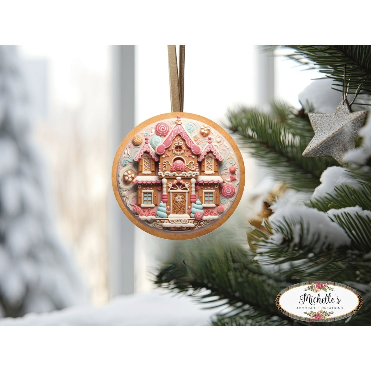 Shop For Candy Gingerbread Cookie House Faux 3D Sign - Wreath Enhancement at Michelle's aDOORable Creations
