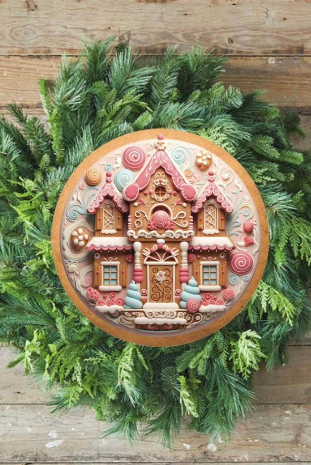 Candy Gingerbread Cookie House Faux 3D Sign - Wreath Enhancement
