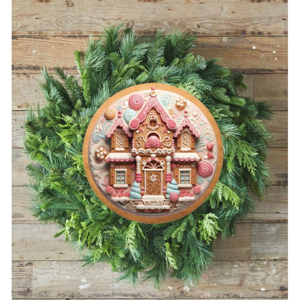 Shop For Candy Gingerbread Cookie House Faux 3D Sign - Wreath Enhancement at Michelle's aDOORable Creations