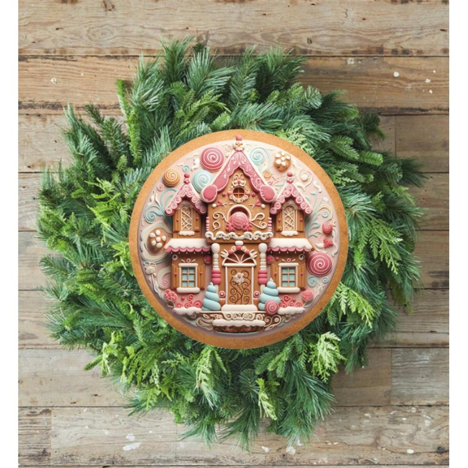 Shop For Candy Gingerbread Cookie House Faux 3D Sign - Wreath Enhancement at Michelle's aDOORable Creations