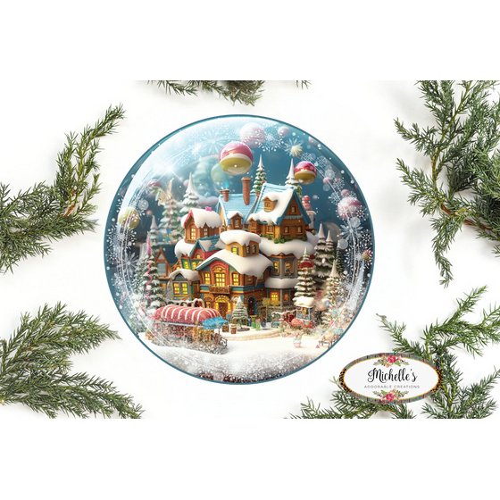 Shop For Candy Gingerbread Town Snow Globe - Wreath Enhancement at Michelle's aDOORable Creations