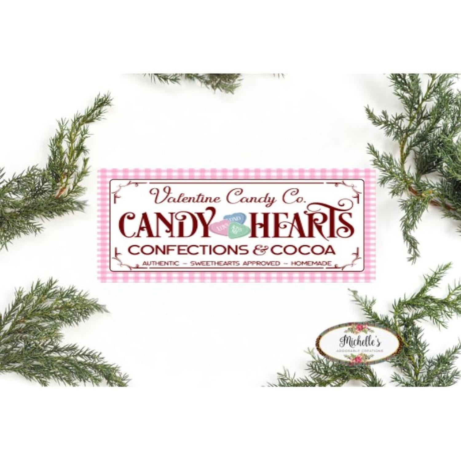Shop For Candy Hearts Valentine Candy Sign - Wreath Enhancement at Michelle's aDOORable Creations
