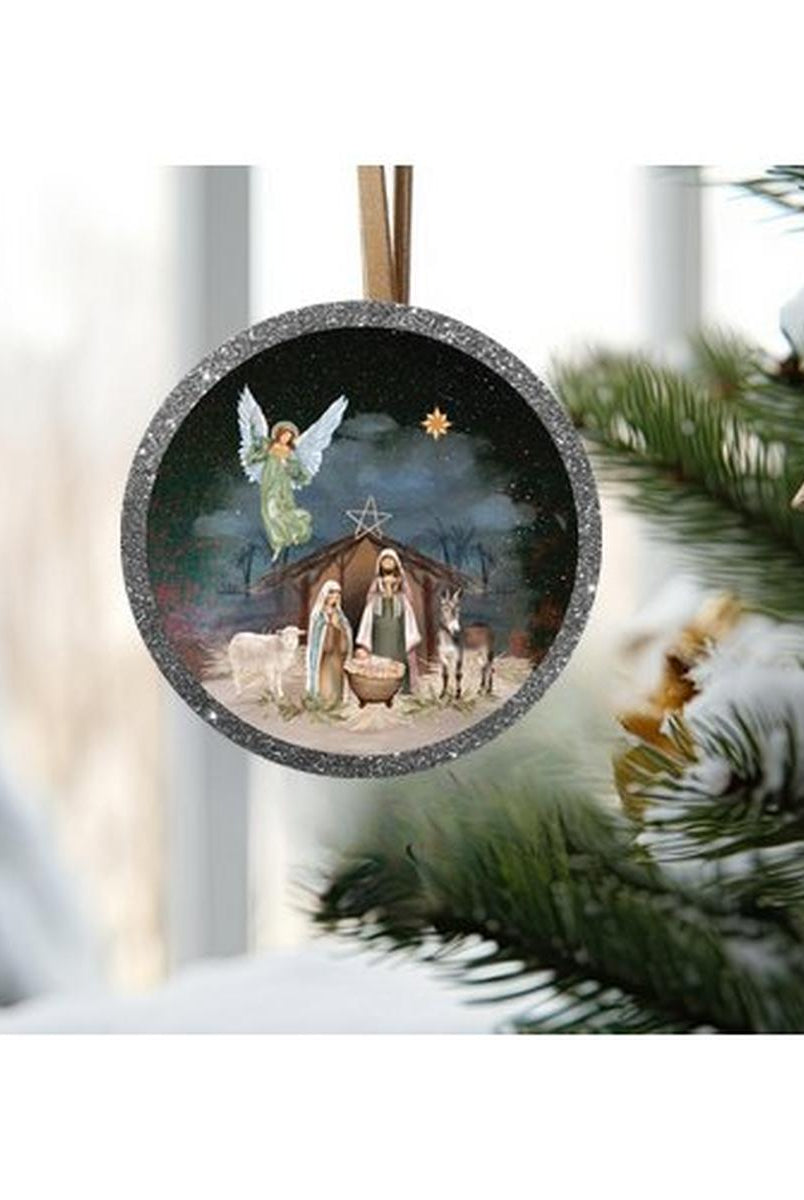 Shop For Christmas Nativity Round Sign - Wreath Enhancement at Michelle's aDOORable Creations