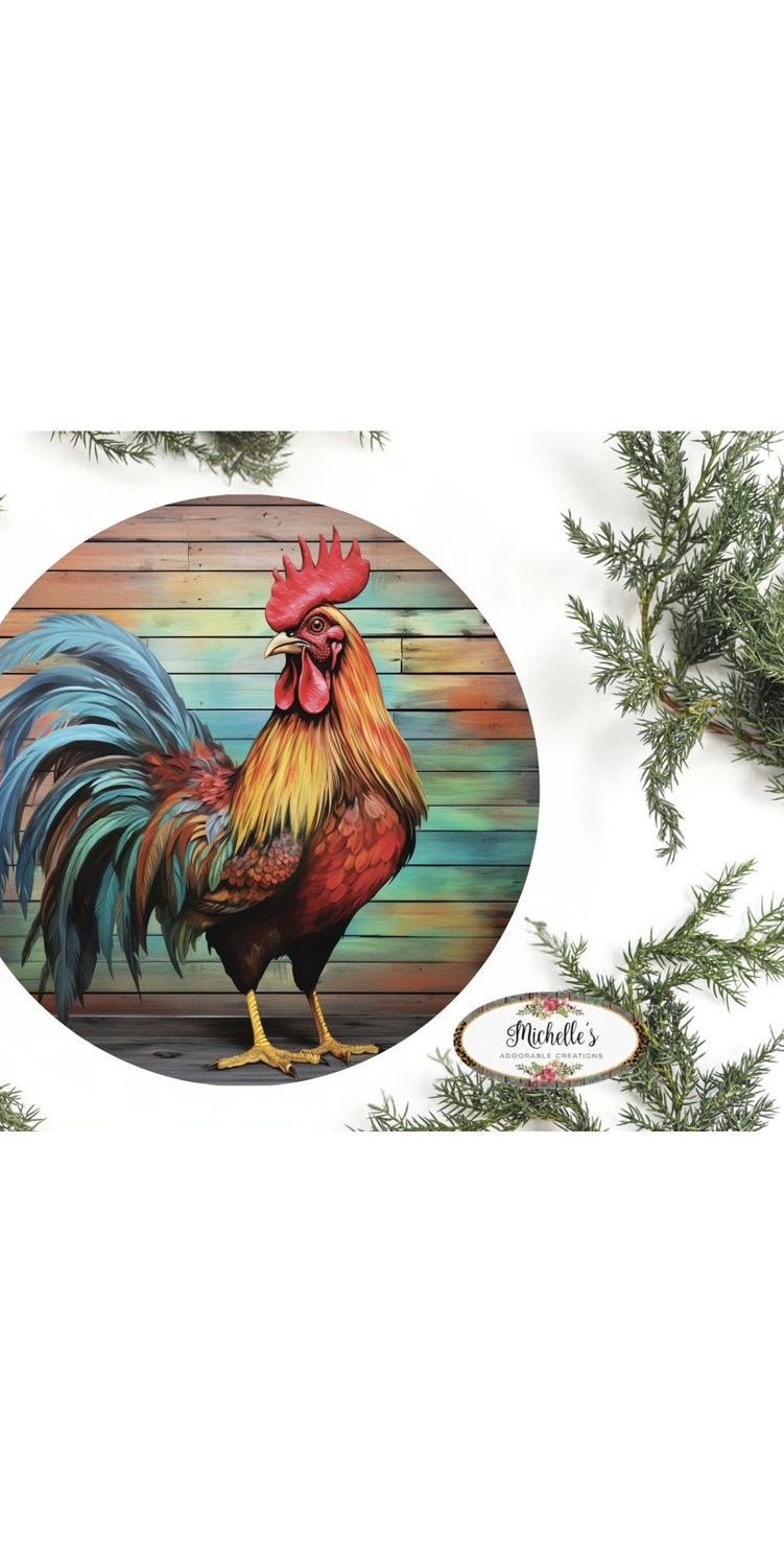 Colorful Rooster Round Sign - Michelle's aDOORable Creations - Signature Signs