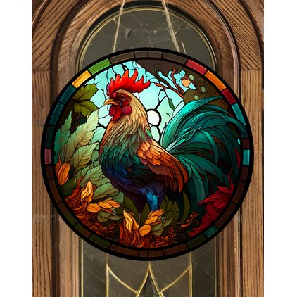 Shop For Colorful Stained Glass Rooster Sign - Wreath Enhancement at Michelle's aDOORable Creations