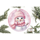 Shop For Cute Pink Snowman With Hat Sign - Wreath Enhancement at Michelle's aDOORable Creations