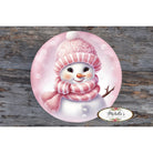Shop For Cute Pink Snowman With Hat Sign - Wreath Enhancement at Michelle's aDOORable Creations