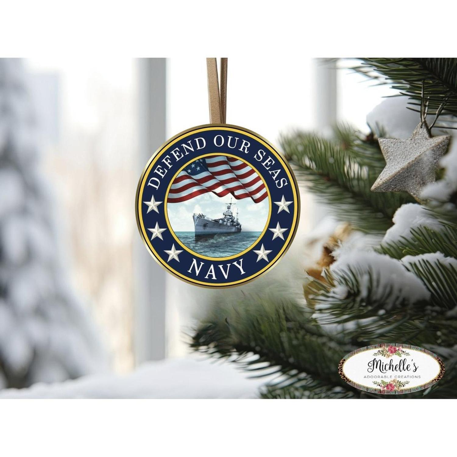 Shop For Defend Our Seas US Navy Round Sign at Michelle's aDOORable Creations