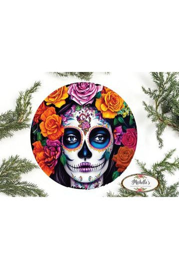 Dia de la Muerta Floral Skull Sign - Wreath Enhancement - Michelle's aDOORable Creations - Signature Signs