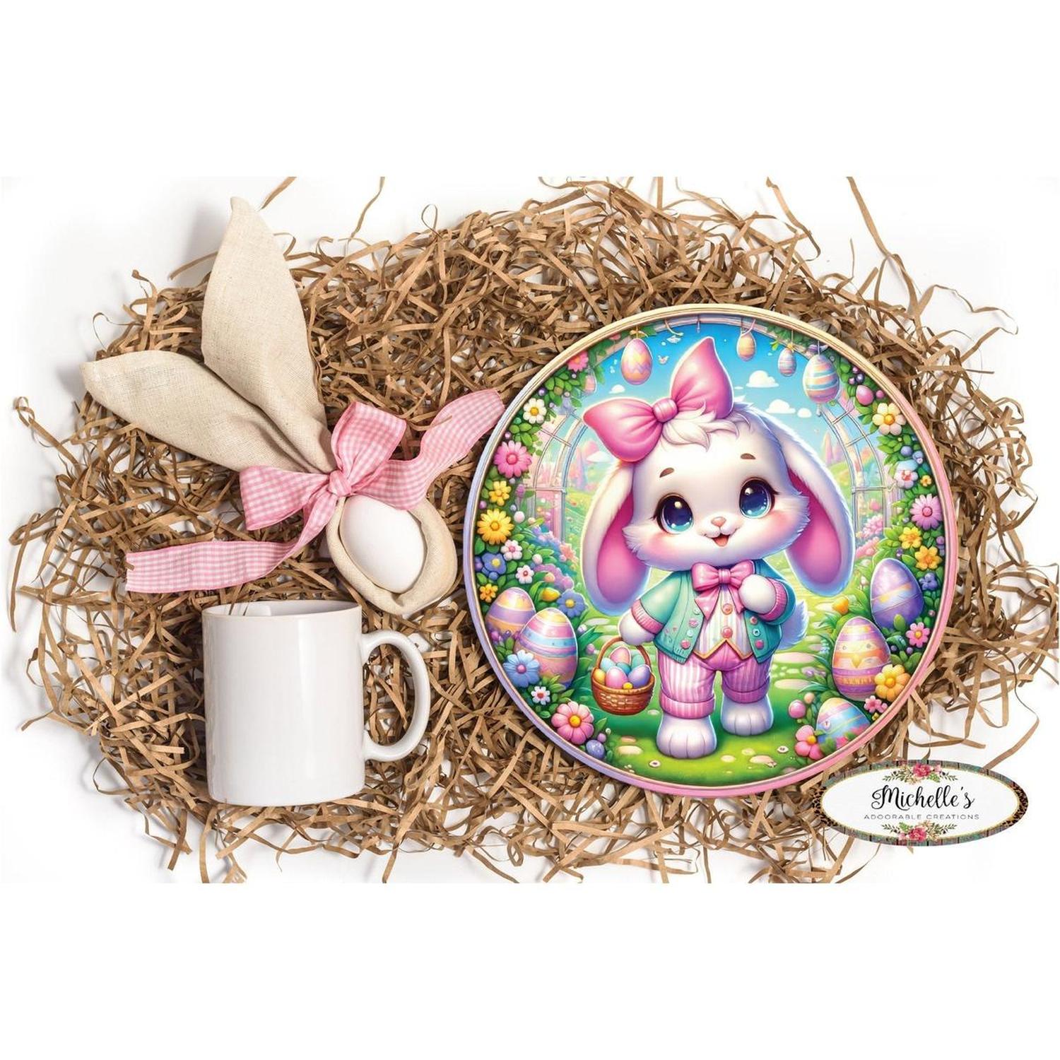 Shop For Easter Bunny and Eggs Faux 3D Sign at Michelle's aDOORable Creations