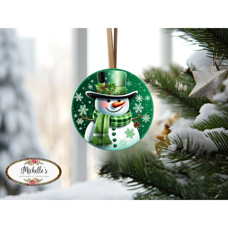 Shop For Emerald Green Snowman Round Sign - Wreath Enhancement at Michelle's aDOORable Creations