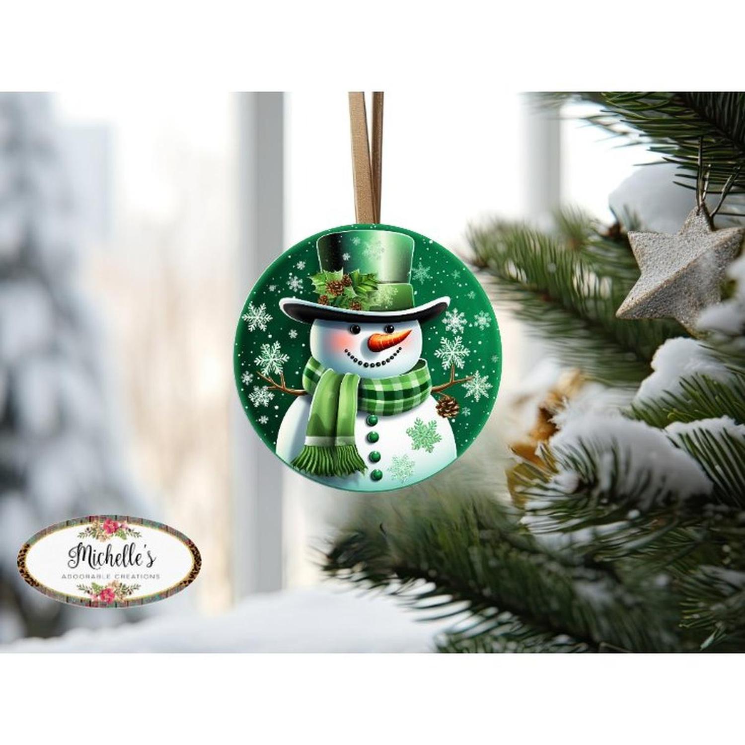 Shop For Emerald Green Snowman Round Sign - Wreath Enhancement at Michelle's aDOORable Creations