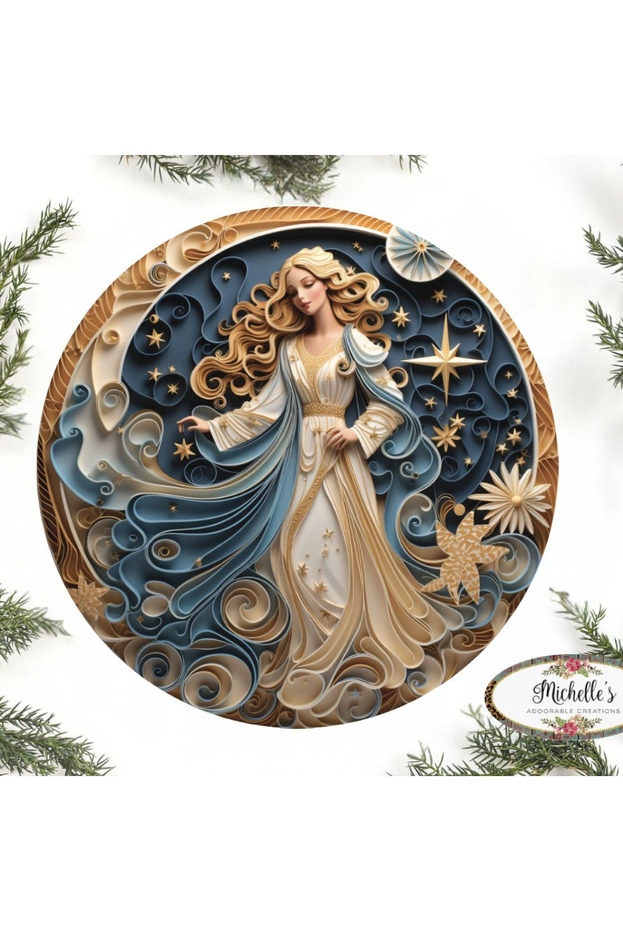 Shop For Faux 3D Gold Navy Christmas Angel Sign at Michelle's aDOORable Creations