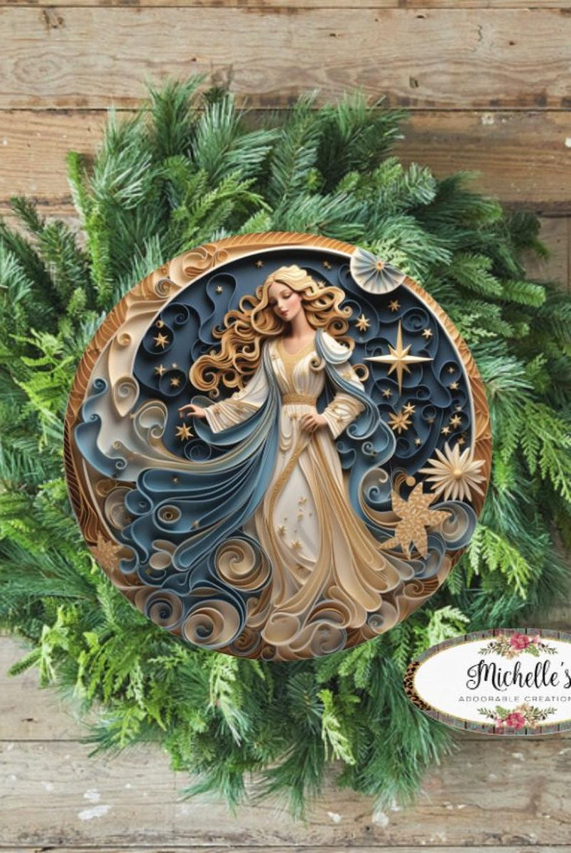 Shop For Faux 3D Gold Navy Christmas Angel Sign at Michelle's aDOORable Creations