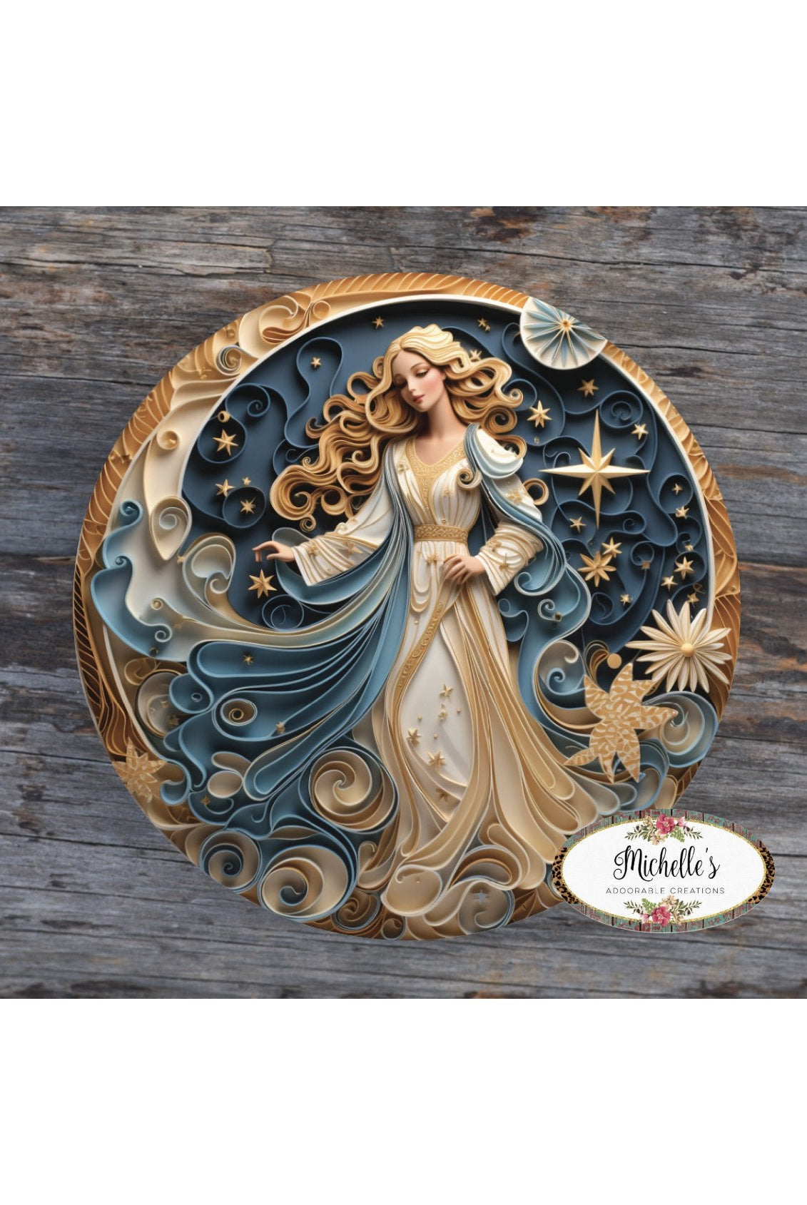 Shop For Faux 3D Gold Navy Christmas Angel Sign at Michelle's aDOORable Creations