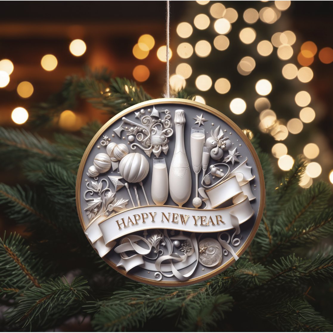 Shop For Faux 3D Happy New Year Round Sign - Wreath Enhancement at Michelle's aDOORable Creations