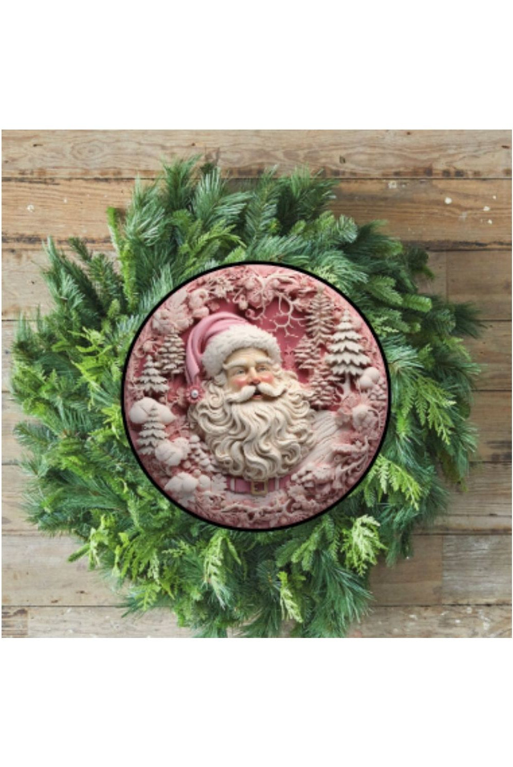 Shop For Faux 3D Pink Santa Christmas Sign - Wreath Enhancement at Michelle's aDOORable Creations