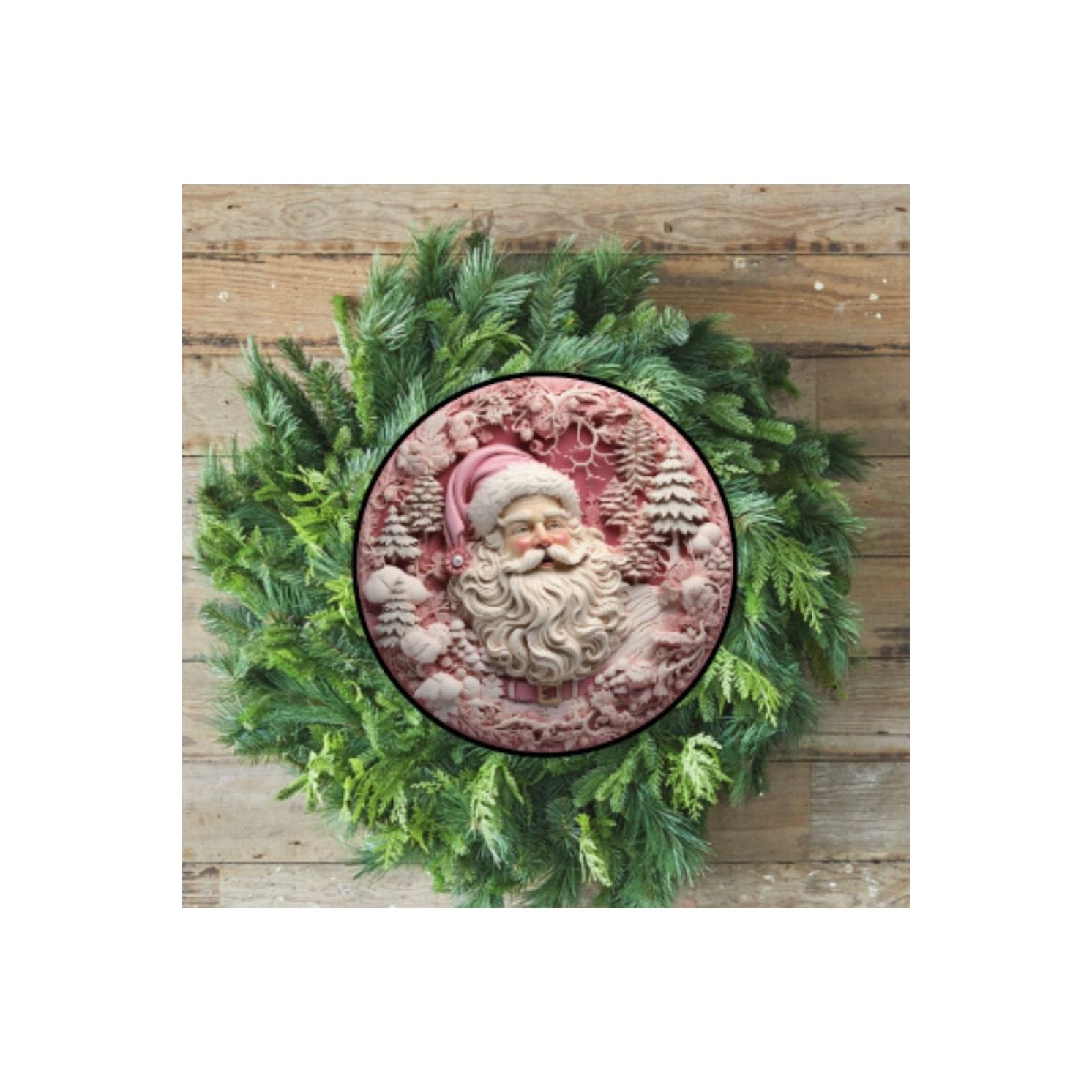 Shop For Faux 3D Pink Santa Christmas Sign - Wreath Enhancement at Michelle's aDOORable Creations
