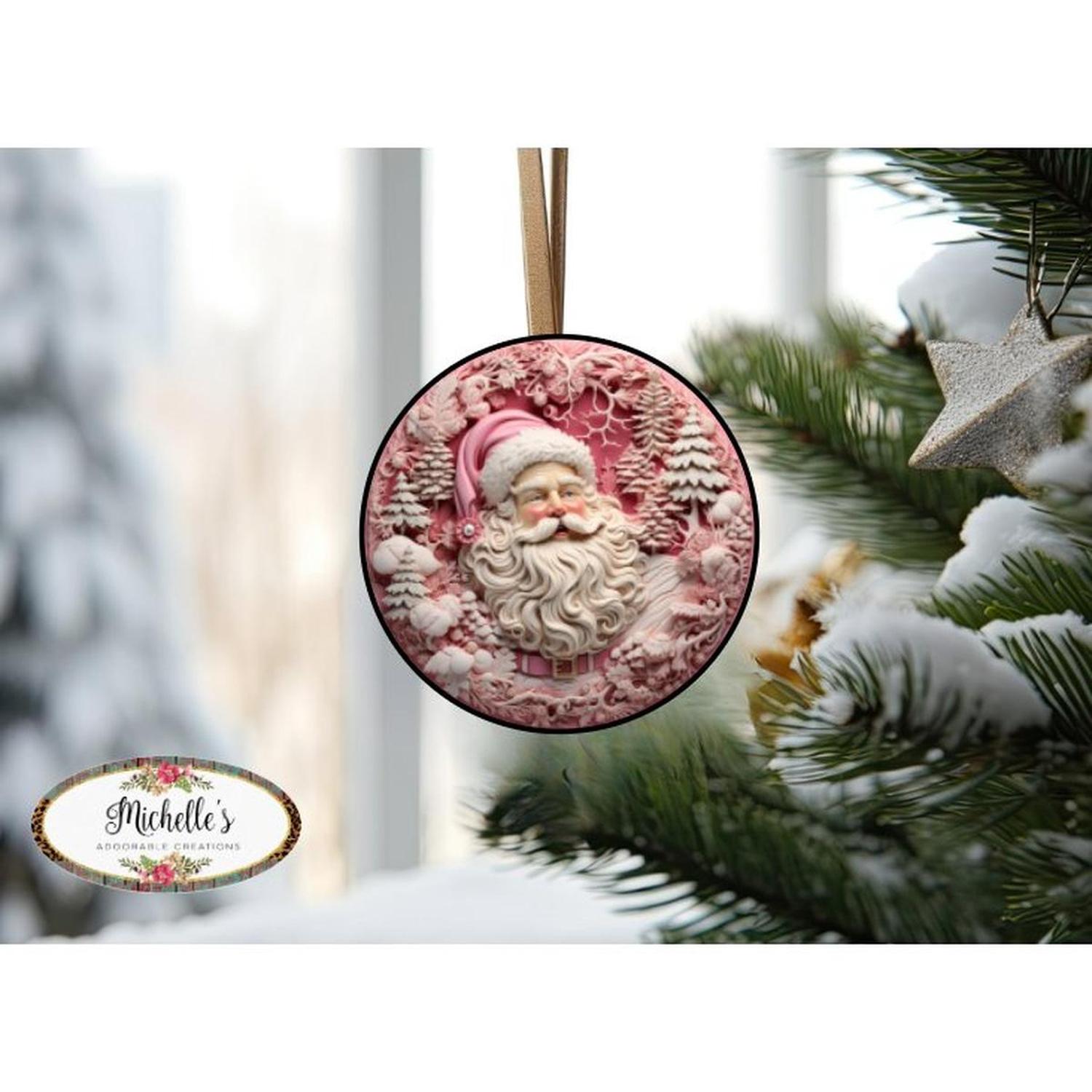 Shop For Faux 3D Pink Santa Christmas Sign - Wreath Enhancement at Michelle's aDOORable Creations