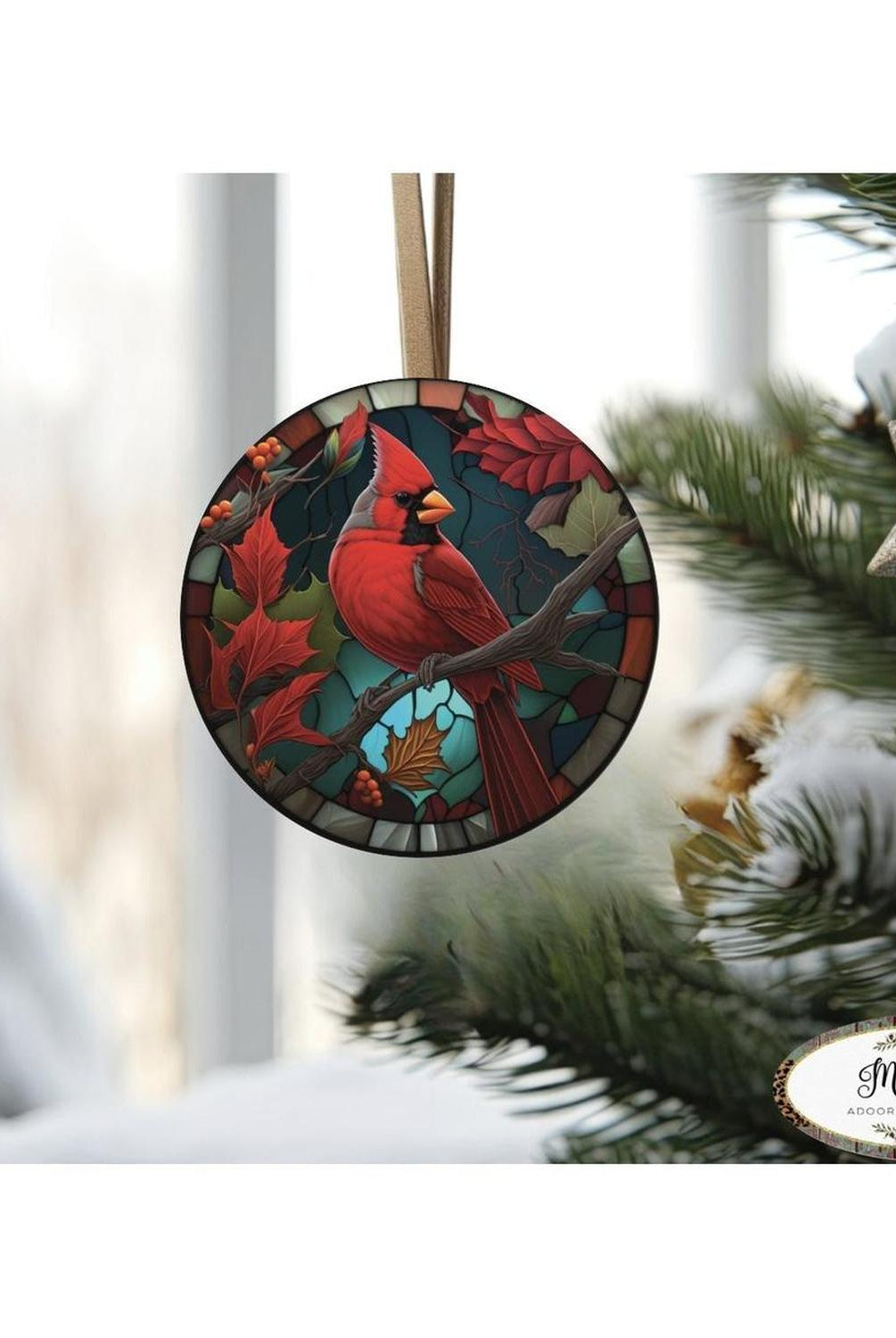 Faux Stained Glass Cardinal Bird Sign