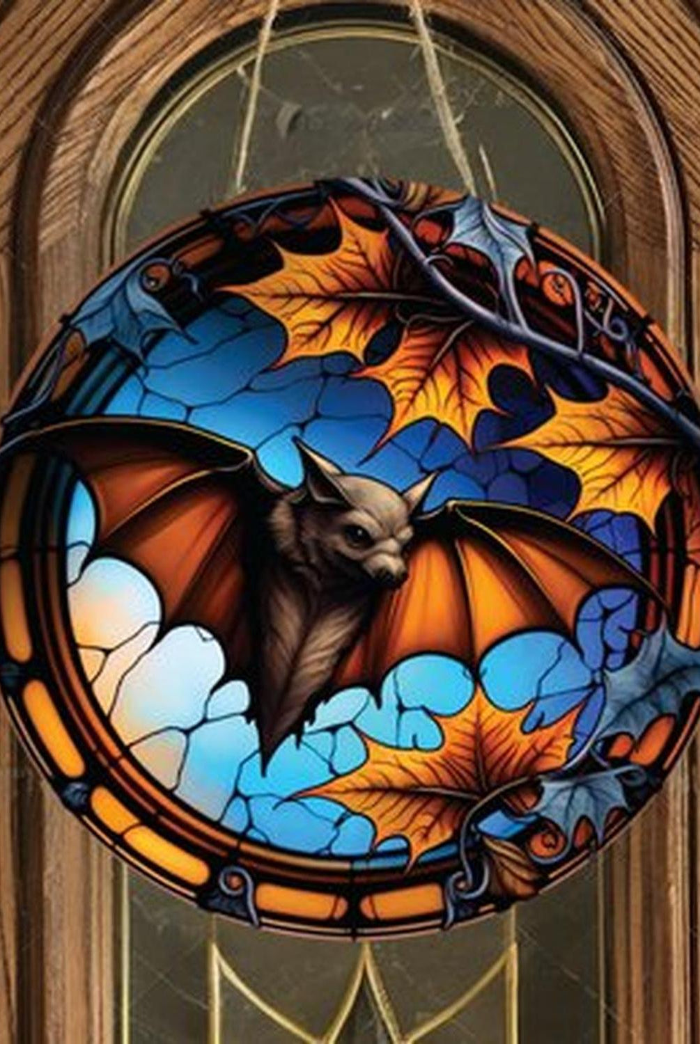 Faux Stained Glass Halloween Bat Sign