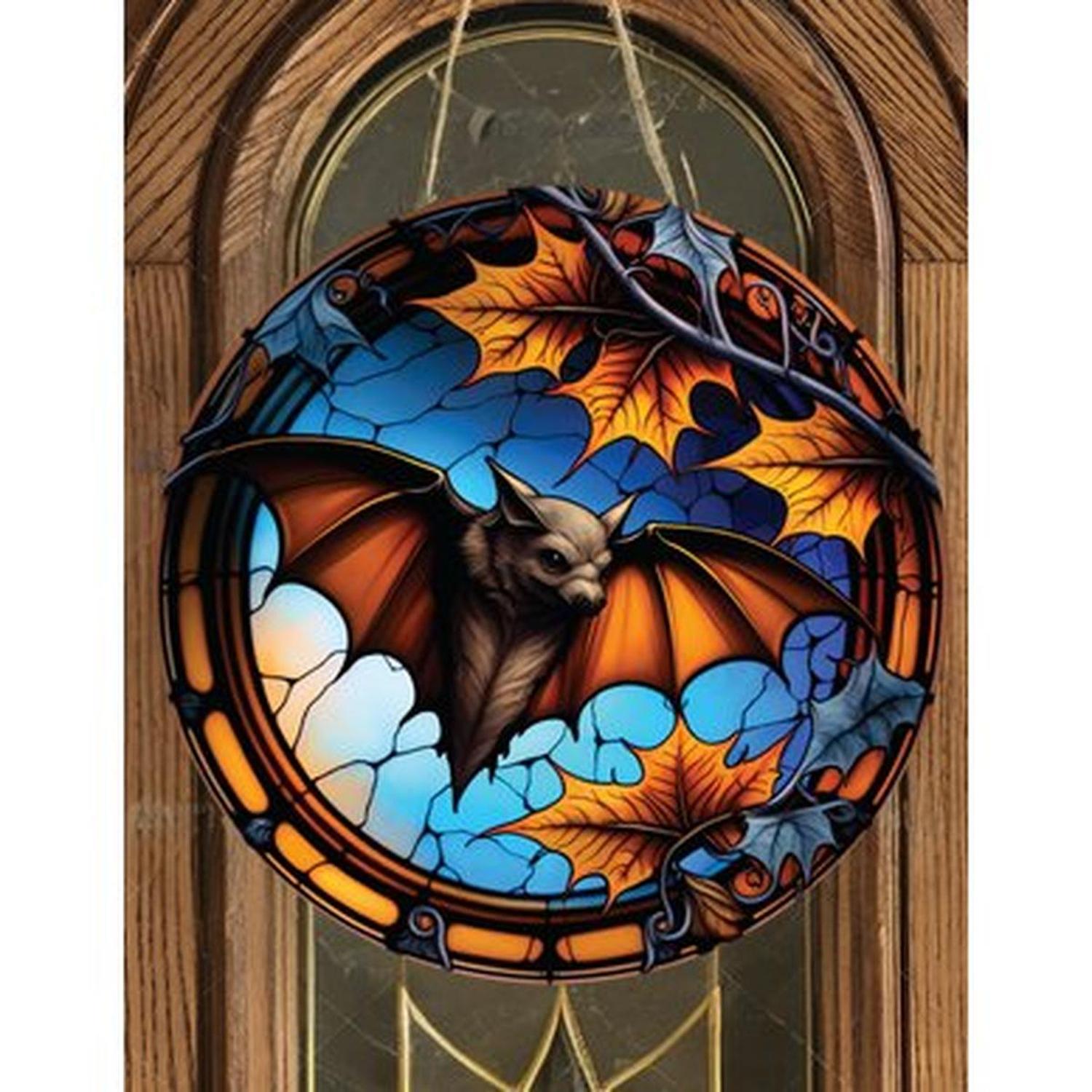 Shop For Faux Stained Glass Halloween Bat Sign - Wreath Enhancement at Michelle's aDOORable Creations