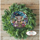 Shop For Faux Stained Glass Highland Cow Sign - Wreath Enhancement at Michelle's aDOORable Creations