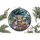 Shop For Faux Stained Glass Highland Cow Sign - Wreath Enhancement at Michelle's aDOORable Creations