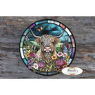 Shop For Faux Stained Glass Highland Cow Sign - Wreath Enhancement at Michelle's aDOORable Creations