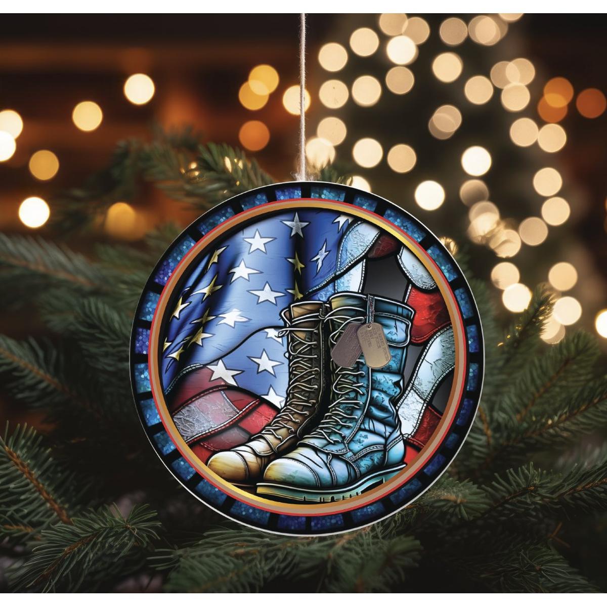 Shop For Faux Stained Glass Military Boots Sign at Michelle's aDOORable Creations