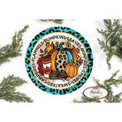 Shop For Flannels Pumpkins Leaves Teal Leopard Sign - Wreath Accent Sign at Michelle's aDOORable Creations