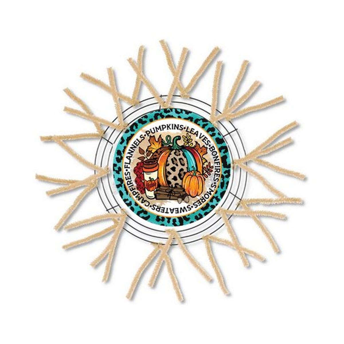 Shop For Flannels Pumpkins Leaves Teal Leopard Sign - Wreath Accent Sign at Michelle's aDOORable Creations