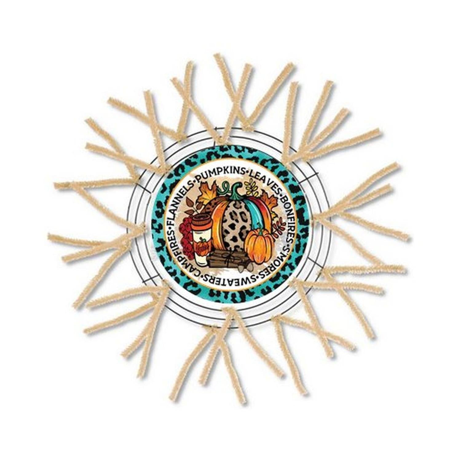 Shop For Flannels Pumpkins Leaves Teal Leopard Sign - Wreath Accent Sign at Michelle's aDOORable Creations