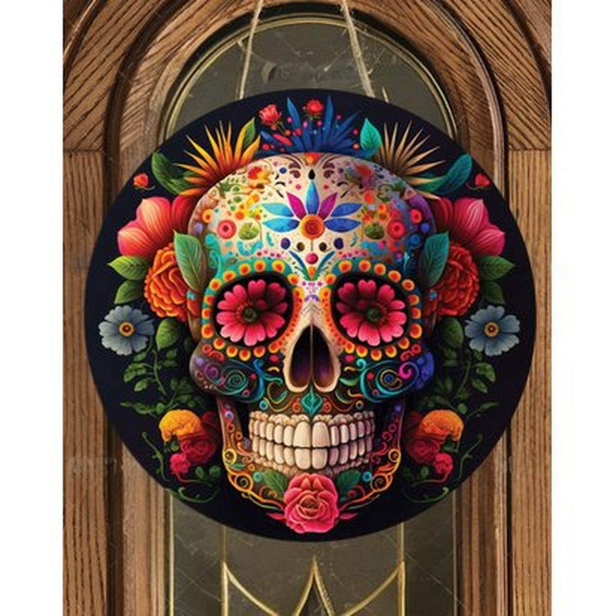 Shop For Floral DOD Sugar Skull Sign at Michelle's aDOORable Creations
