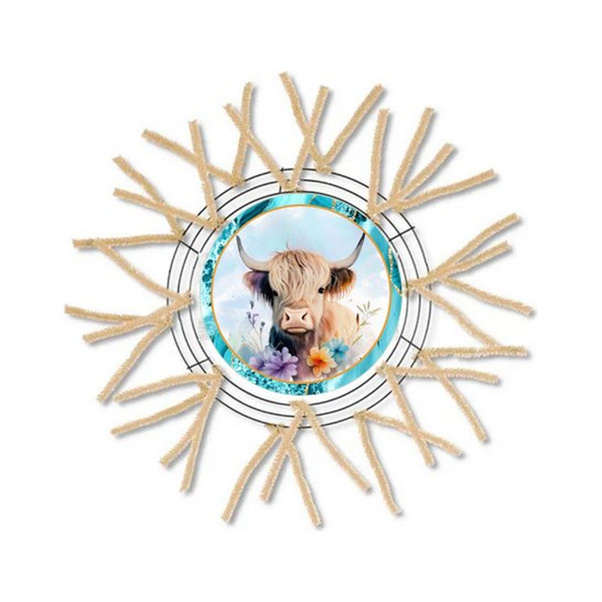 Shop For Floral Highland Cow Round Sign - Wreath Enhancement at Michelle's aDOORable Creations