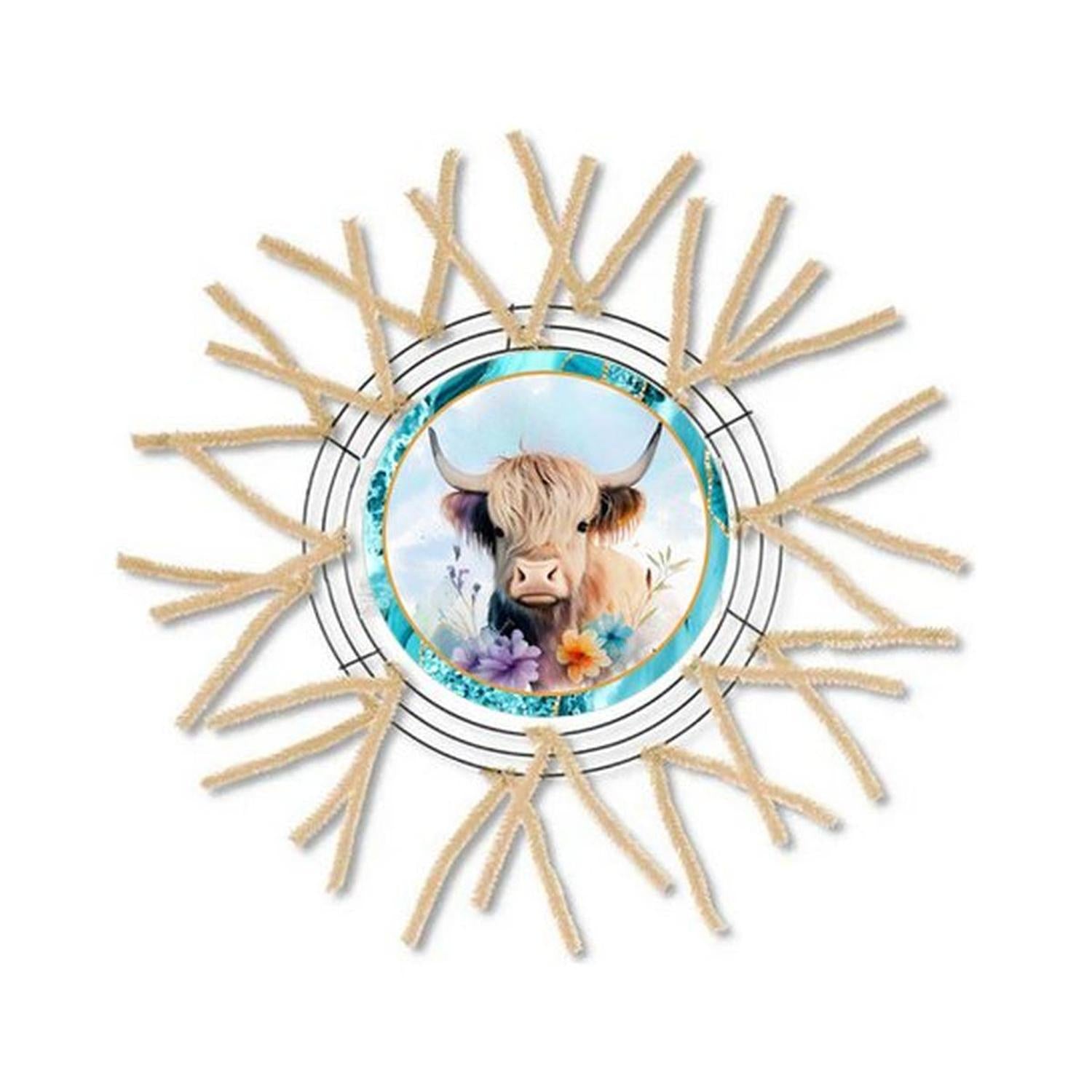 Shop For Floral Highland Cow Round Sign - Wreath Enhancement at Michelle's aDOORable Creations