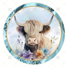 Shop For Floral Highland Cow Round Sign - Wreath Enhancement at Michelle's aDOORable Creations