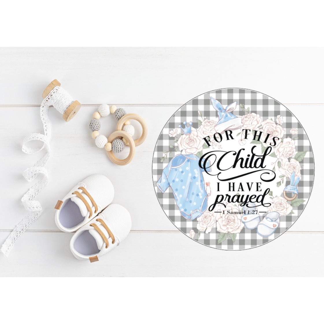 Shop For For This Child I Prayed Boy Sign - Wreath Enhancement at Michelle's aDOORable Creations