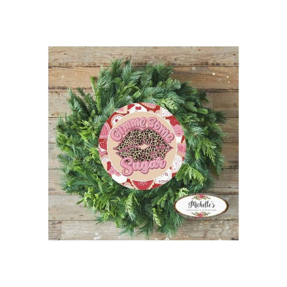 Shop For Gimme Some Sugar Valentine Lips Sign - Wreath Enhancement at Michelle's aDOORable Creations