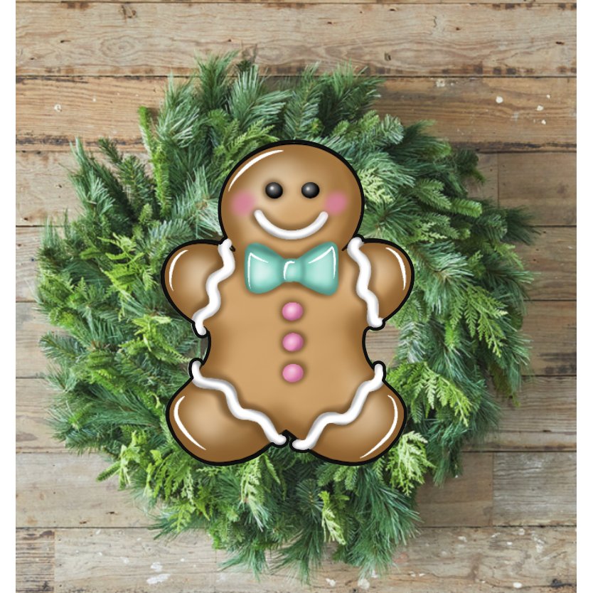 Shop For Gingerbread Boy Blue Teal Sign GBB3 - Wreath Enhancement at Michelle's aDOORable Creations