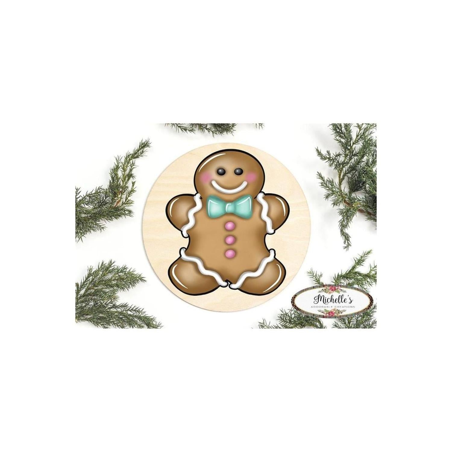 Shop For Gingerbread Boy Blue Teal Sign GBB3 - Wreath Enhancement at Michelle's aDOORable Creations