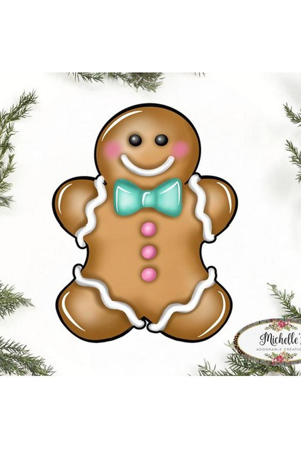 Gingerbread Boy Blue Teal Sign GBB3- Wreath Enhancement